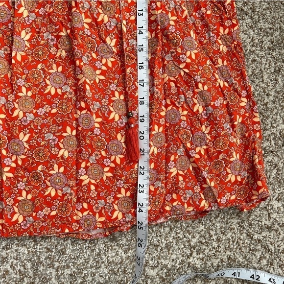 🦋 Jane and Delancey Orange Floral Mid Sleeve Peasant Blouse Boho Large - Picture 6 of 7